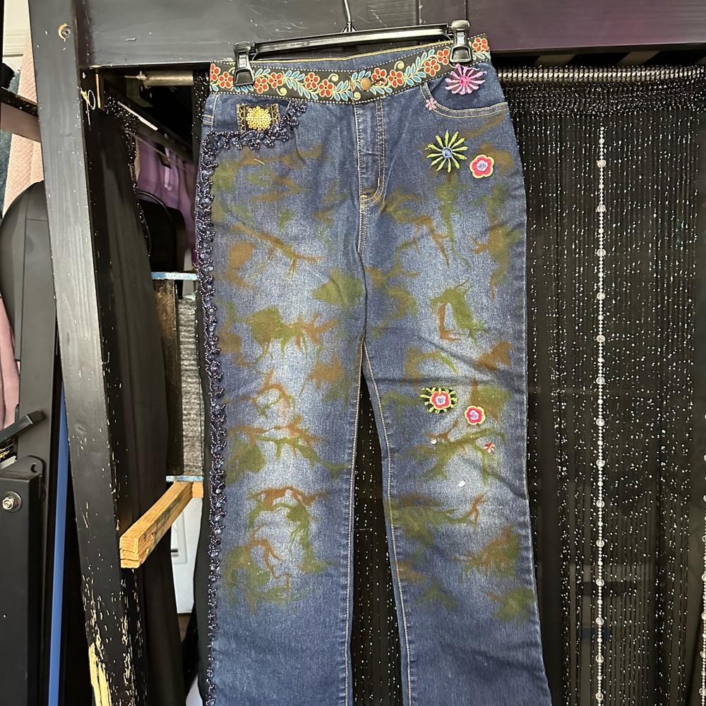 Unique Embroidered Boutique Blue Jeans